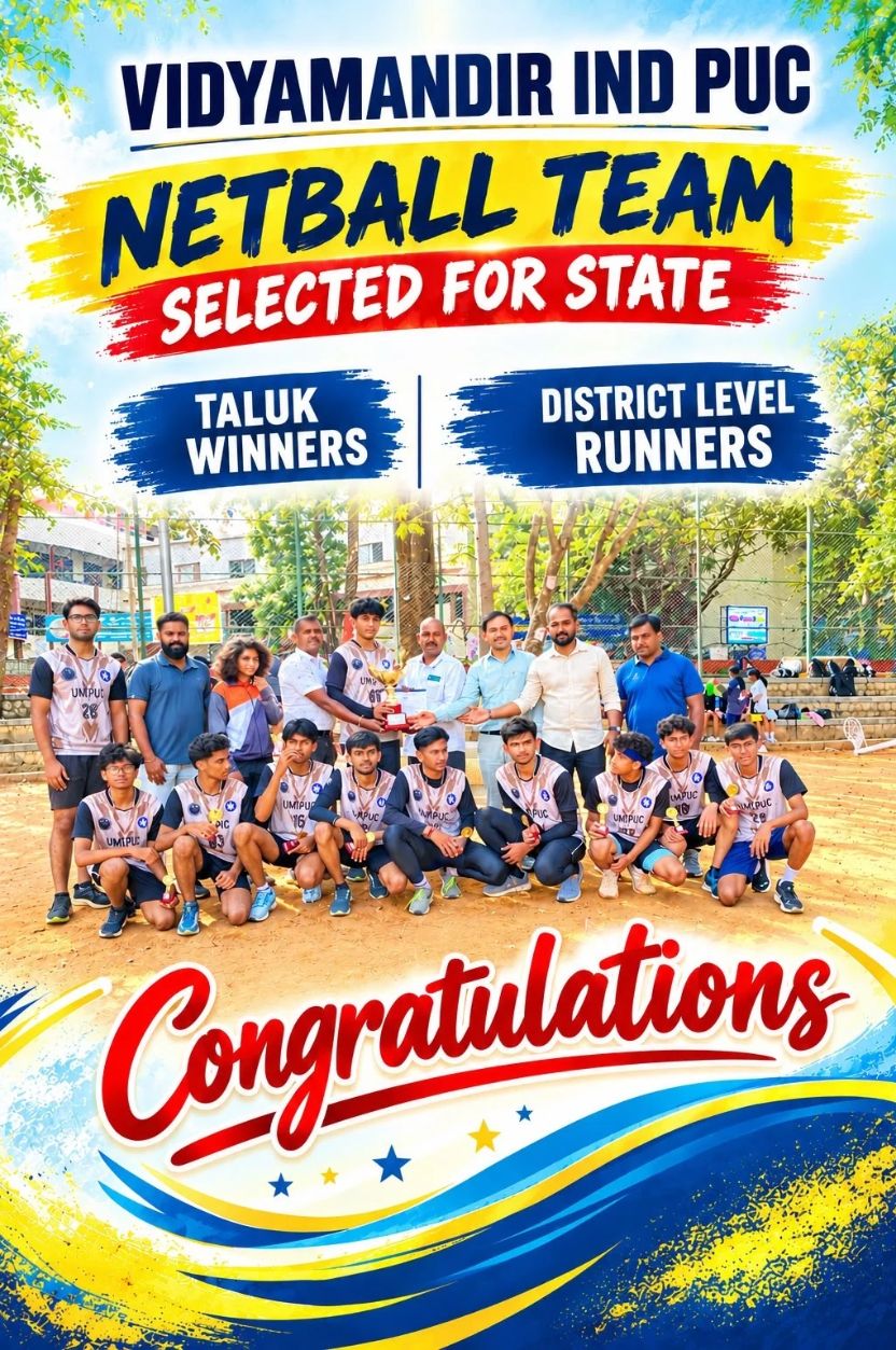 Vidya Mandir PU College Net Ball Team selected for state